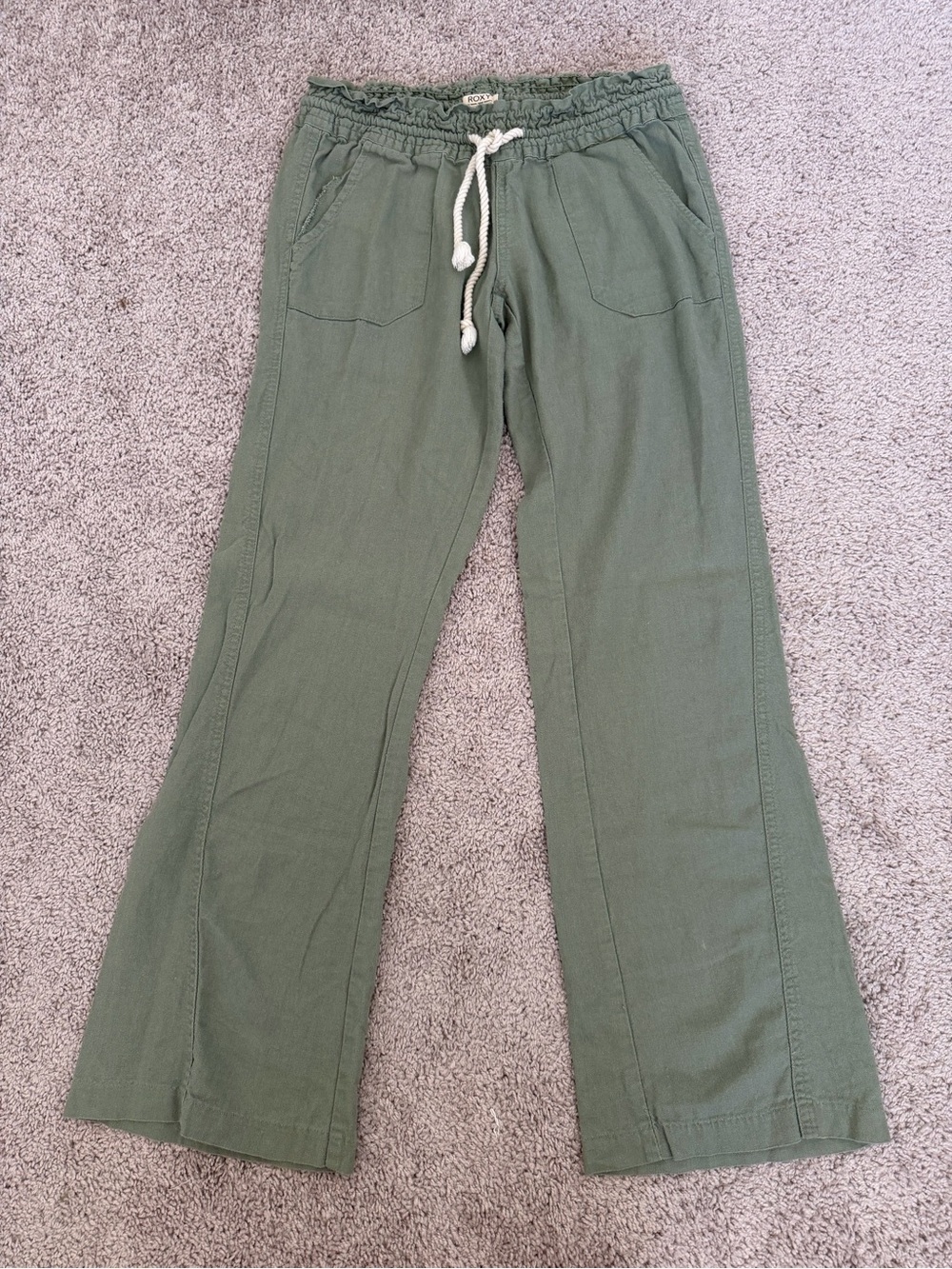 Roxy Olive Green Drawstring Straight Leg Pants